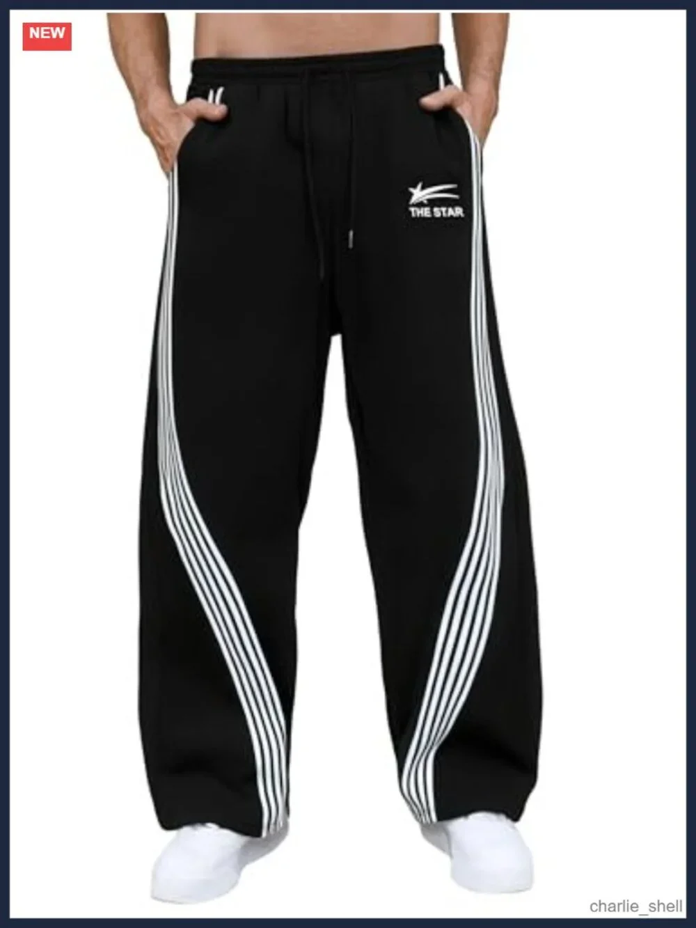 Men's Baggy Wide Leg Sweatpants Y2K Striped Side Drawstring Waist Track Pants